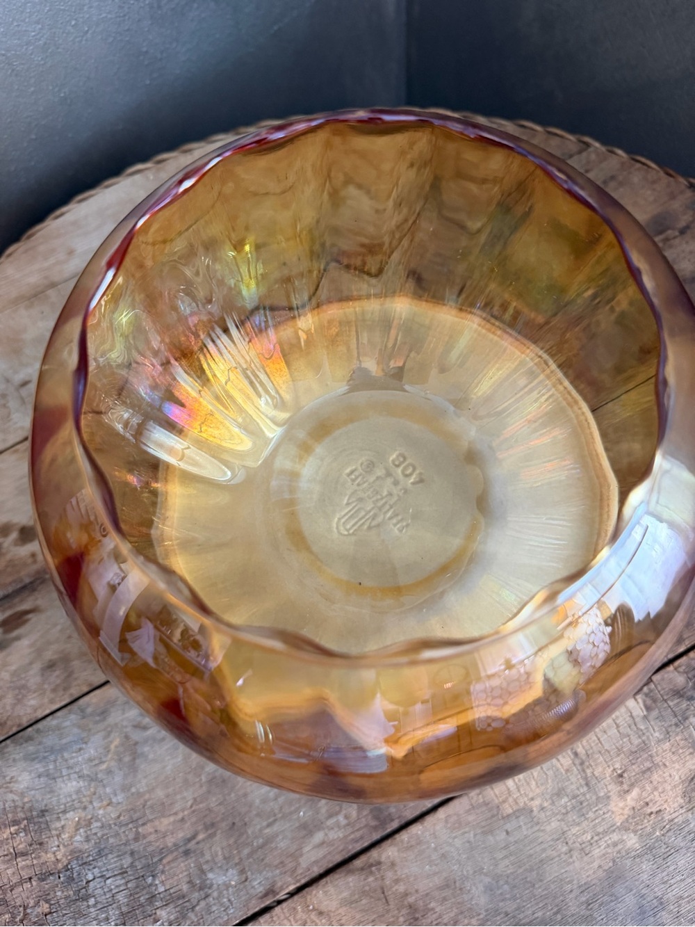 Vintage Princess House Iridescent Pumpkin Jar & Lid - Picture 4 of 5